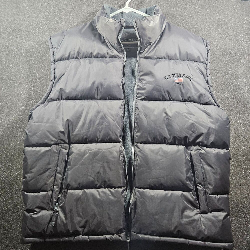 U.S. Polo Assn Puffer Vest Men’s XL Gray Full Zip Fleece Lined